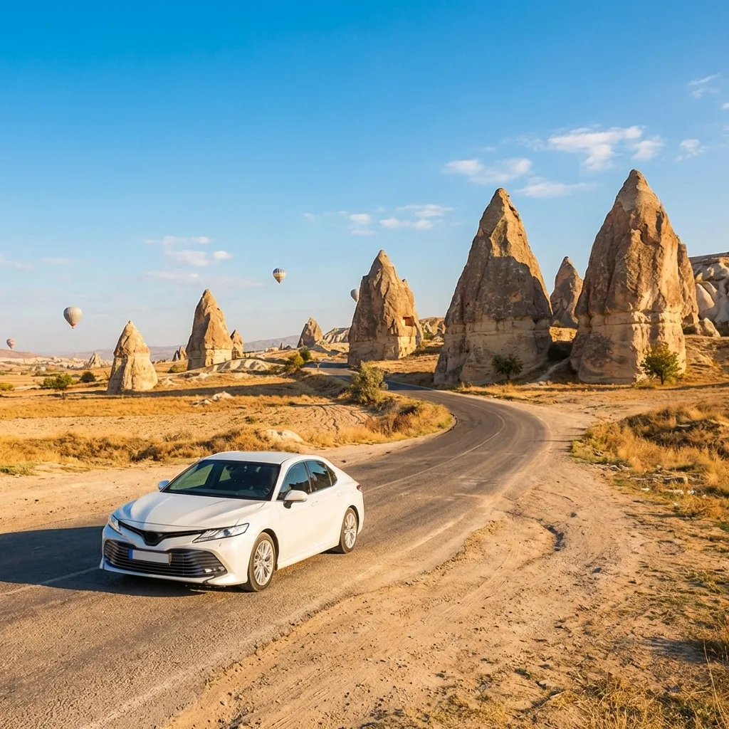 Driving in Cappadocia landscape