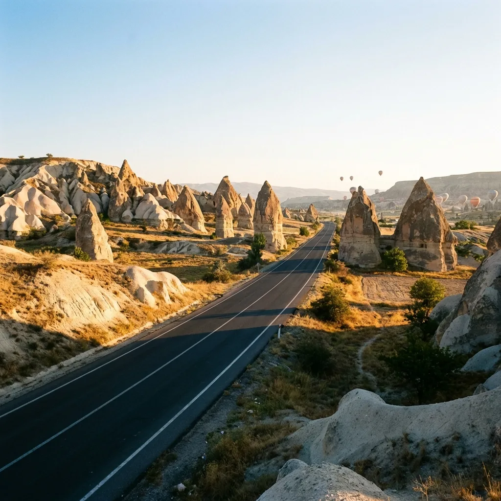 Scenic empty road in Cappadocia