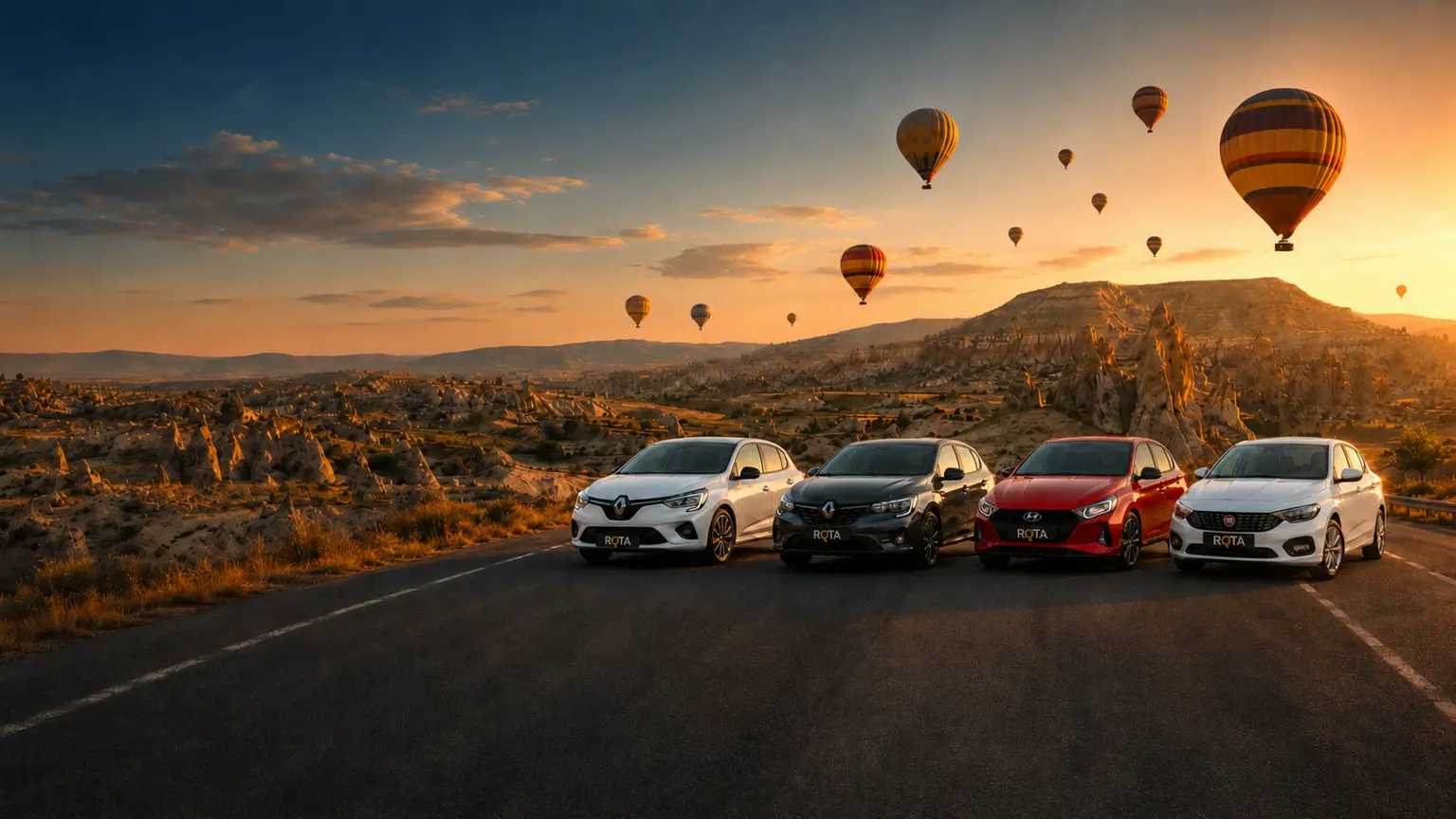 Cappadocia Rent a Car - Fleet with sunrise view